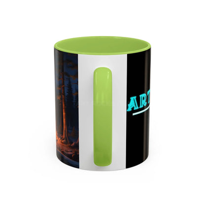 Cabin Campfire Coffee Mug — Moonlit Forest Rustic Ceramic Accent Mug (11/15oz) - Mug