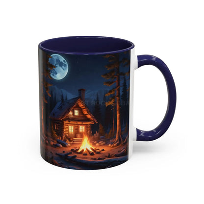 Cabin Campfire Coffee Mug — Moonlit Forest Rustic Ceramic Accent Mug (11/15oz) - Mug