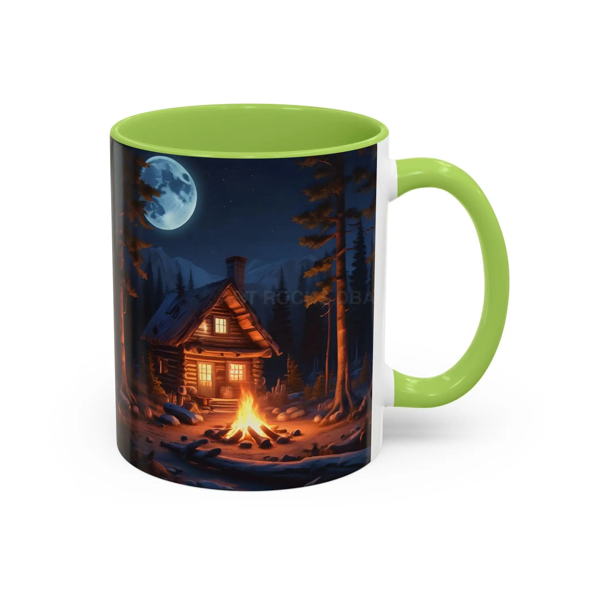 Cabin Campfire Coffee Mug — Moonlit Forest Rustic Ceramic Accent Mug (11/15oz) - Mug