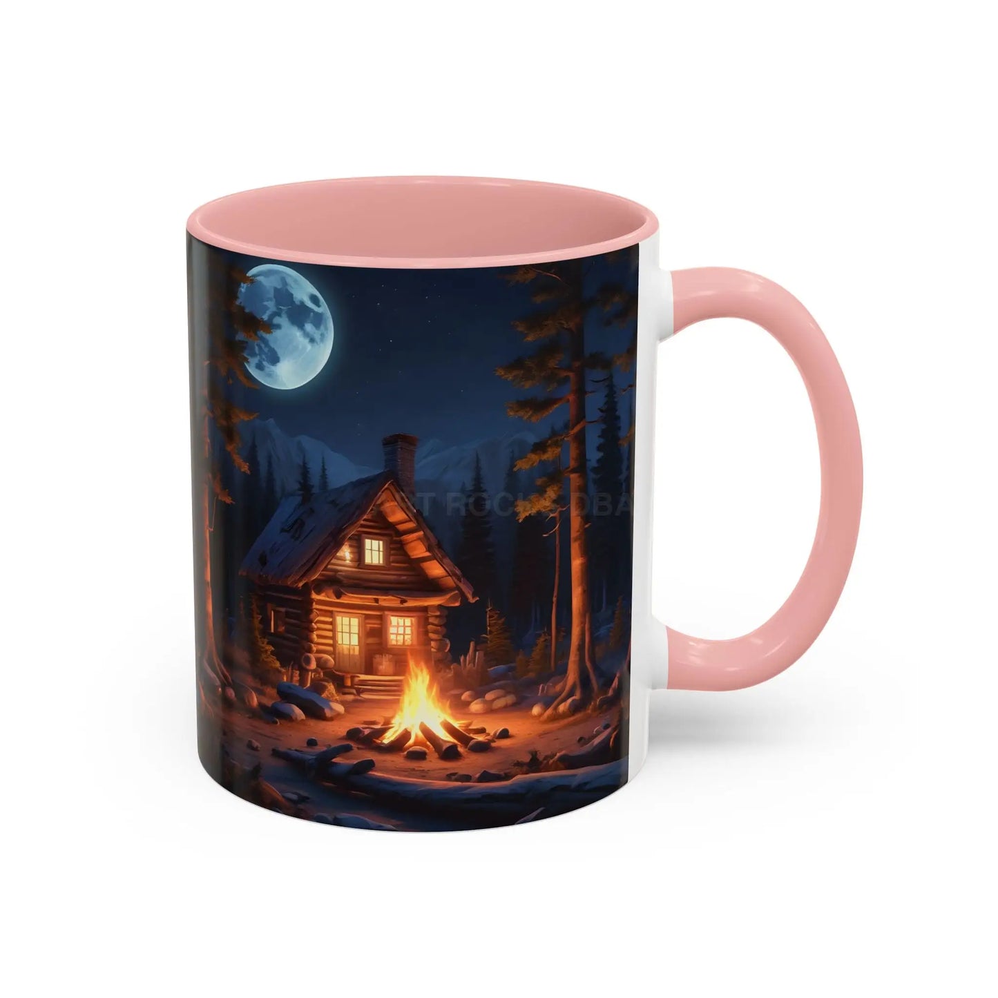 Cabin Campfire Coffee Mug — Moonlit Forest Rustic Ceramic Accent Mug (11/15oz) - Mug