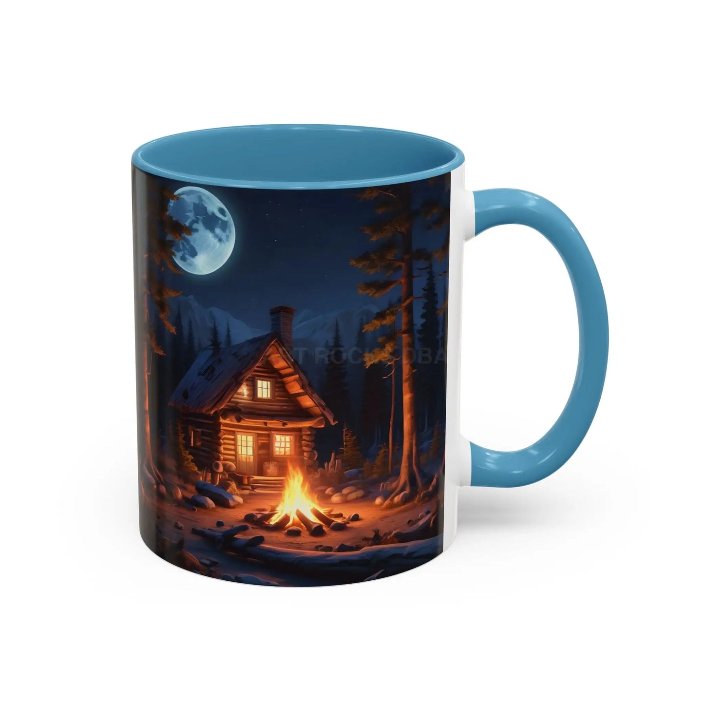Cabin Campfire Coffee Mug — Moonlit Forest Rustic Ceramic Accent Mug (11/15oz) - Mug