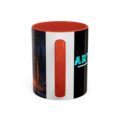 Cabin Campfire Coffee Mug — Moonlit Forest Rustic Ceramic Accent Mug (11/15oz) - Mug