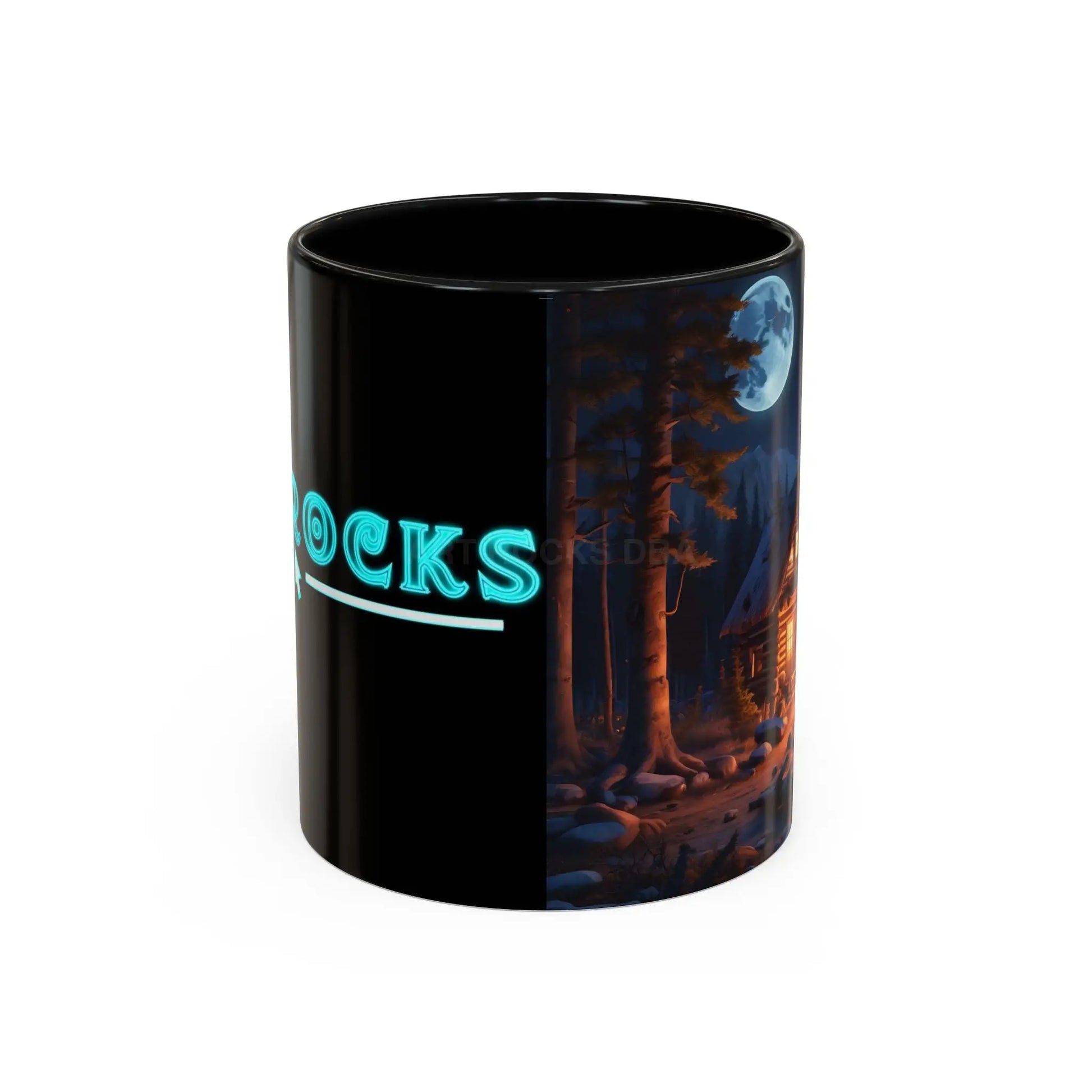 Cabin Campfire Coffee Mug — Moonlit Forest Rustic Ceramic Accent Mug (11/15oz) - Mug