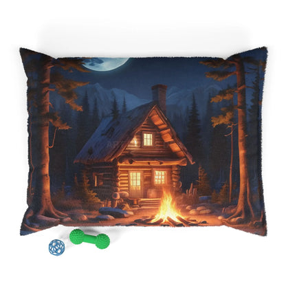 Cabin Campfire Pet Bed — Cozy Outdoor Log Cabin Dog/Cat Bed - 40’’ × 30’’ - Pets