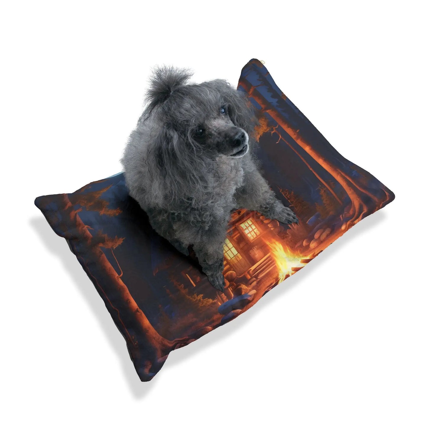 Cabin Campfire Pet Bed — Cozy Outdoor Log Cabin Dog/Cat Bed - Pets