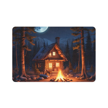 Cabin Campfire Pet Food Mat (12x18) - Rustic Night Forest Dog & Cat Bowl Placemat - 12’’ × 18’’ / Rectangle - Pets