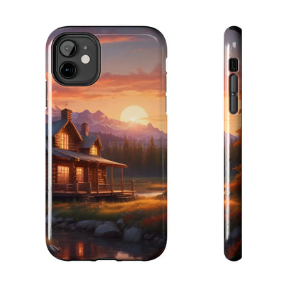Cabin House in The Mountains Phone Cases - Nature Lover Gift Adventure Style Rustic Aesthetic Summer Vibe Camping