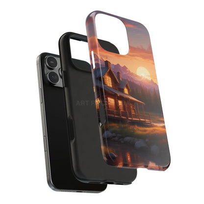 Cabin House in The Mountains Phone Cases - Nature Lover Gift Adventure Style Rustic Aesthetic Summer Vibe Camping
