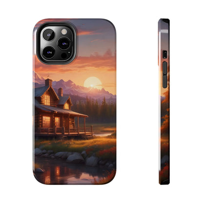 Cabin House in The Mountains Phone Cases - Nature Lover Gift Adventure Style Rustic Aesthetic Summer Vibe Camping