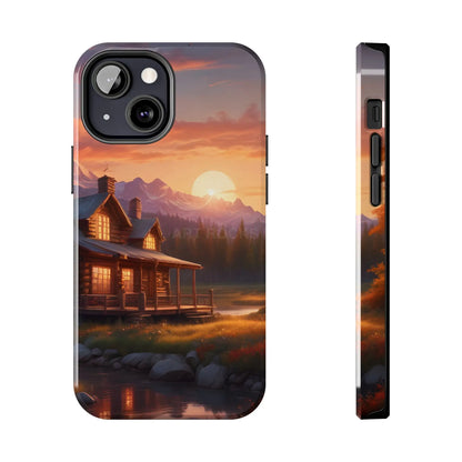 Cabin House in The Mountains Phone Cases - Nature Lover Gift Adventure Style Rustic Aesthetic Summer Vibe Camping