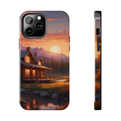 Cabin House in The Mountains Phone Cases - Nature Lover Gift Adventure Style Rustic Aesthetic Summer Vibe Camping