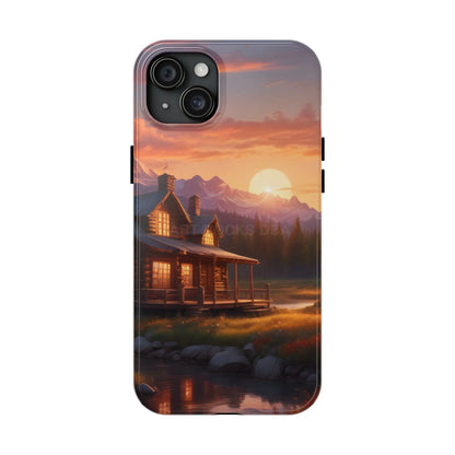 Cabin House in The Mountains Phone Cases - Nature Lover Gift Adventure Style Rustic Aesthetic Summer Vibe Camping