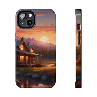 Cabin House in The Mountains Phone Cases - Nature Lover Gift Adventure Style Rustic Aesthetic Summer Vibe Camping