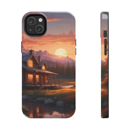 Cabin House in The Mountains Phone Cases - Nature Lover Gift Adventure Style Rustic Aesthetic Summer Vibe Camping