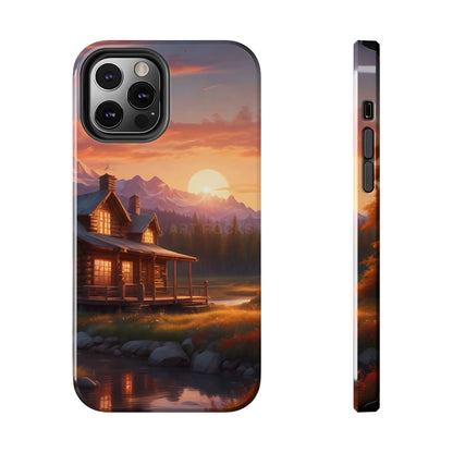 Cabin House in The Mountains Phone Cases - Nature Lover Gift Adventure Style Rustic Aesthetic Summer Vibe Camping