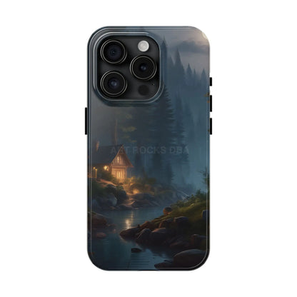 Cabin In The Woods Tough Phone Cases - Adventure Ready Gift for Hikers Forest Lovers Cozy Vibe - iPhone 15 Pro - Phone