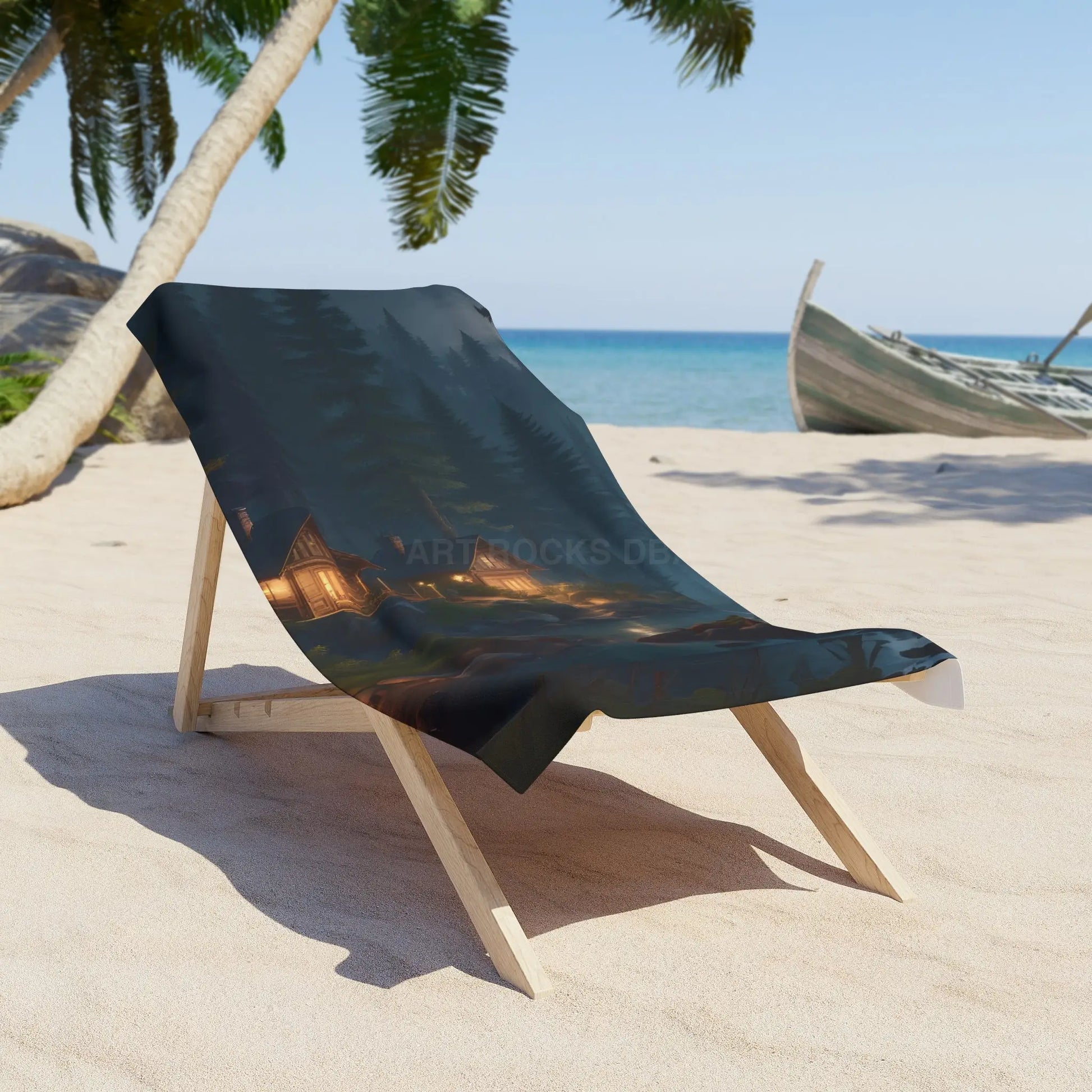 Cabin Lantern Night Beach Towel - 30’’ × 60’’ - Home Decor