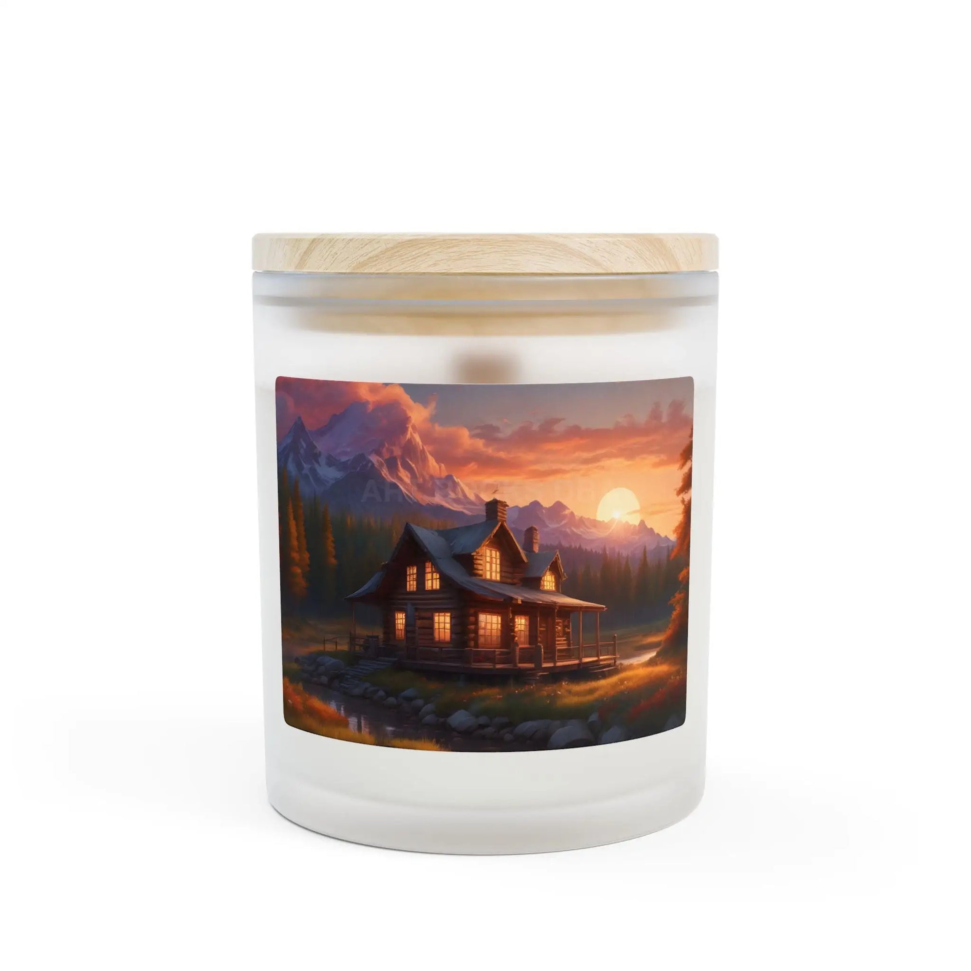 Cabin Sunset Candle — Frosted Glass 11oz - Home Decor