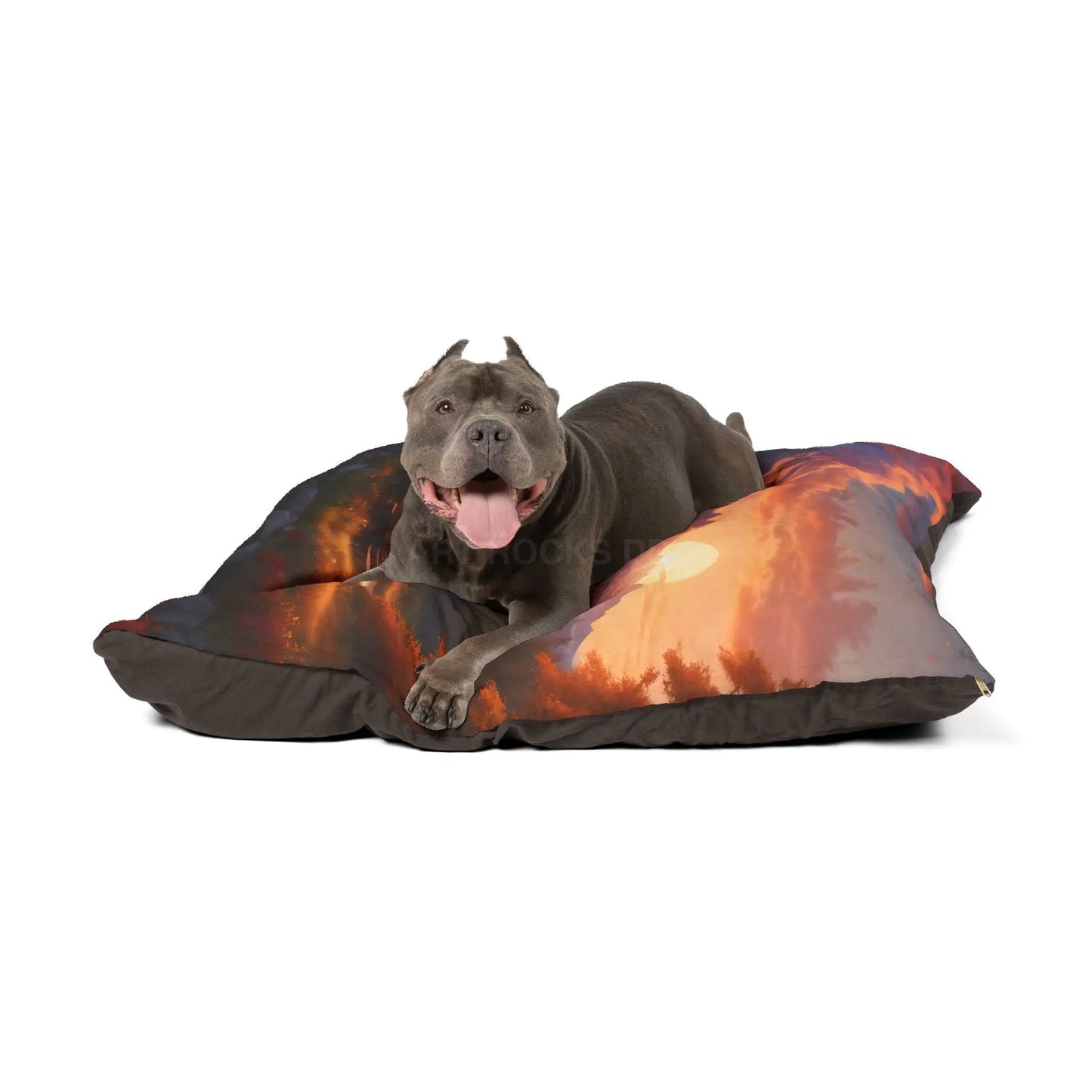 Cabin Sunset Pet Bed — Cozy Mountain Lodge Dog & Cat Bed - Pets