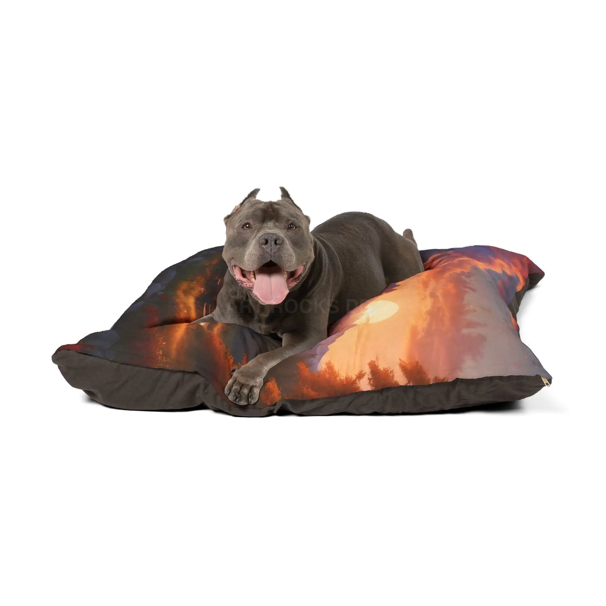 Cabin Sunset Pet Bed — Cozy Mountain Lodge Dog & Cat Bed - Pets