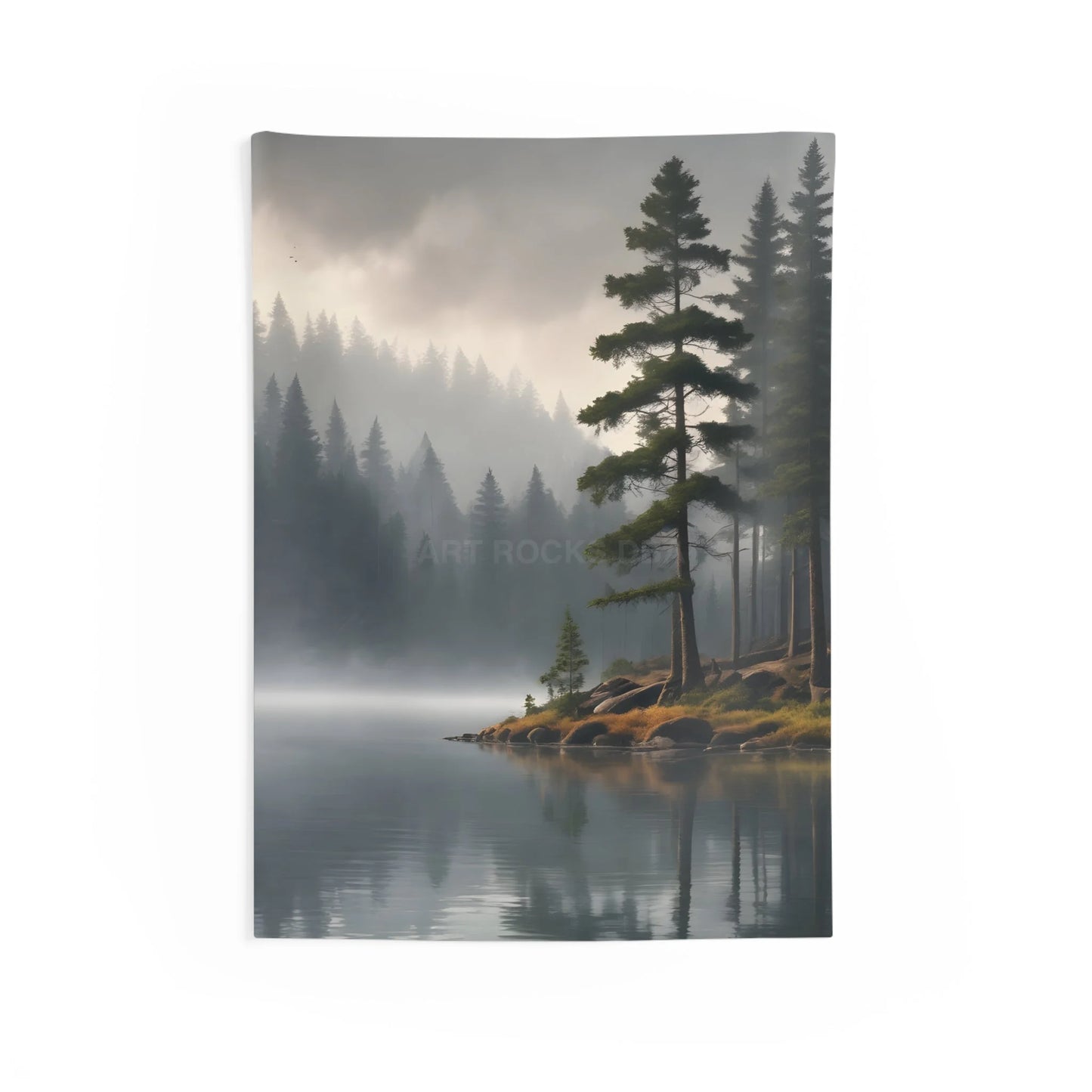 Calm Foggy Lake on a Rainy Day Wall Tapestry Nature Decor Home Aesthetic Living Room Wall Art Rustic Cabin Vibes Cozy