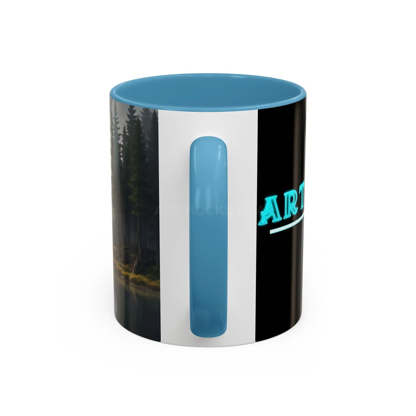 Calm Pine Lake Accent Coffee Mug — Moody Forest Morning 11/15oz - Mug