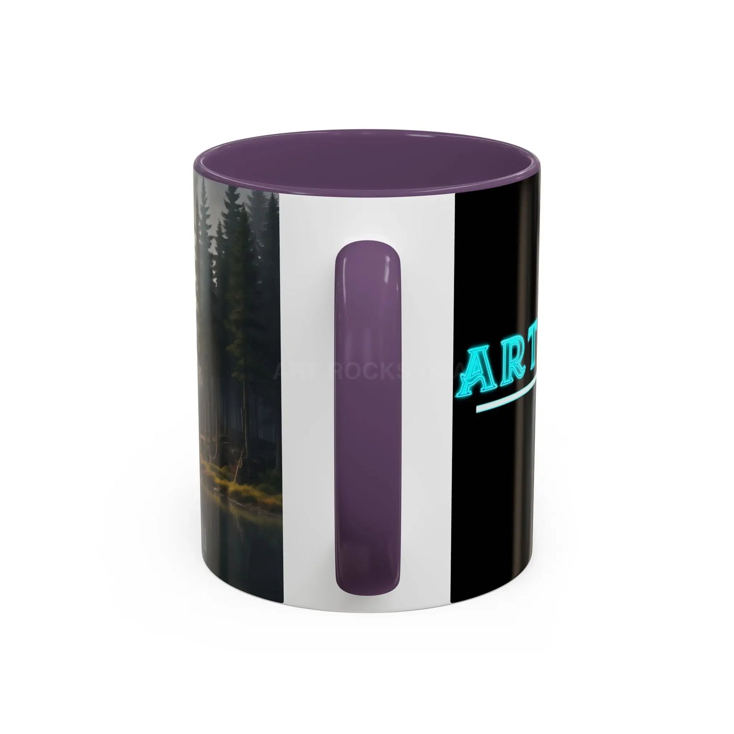 Calm Pine Lake Accent Coffee Mug — Moody Forest Morning 11/15oz - Mug