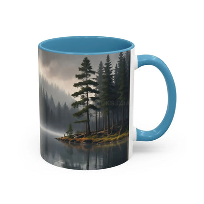 Calm Pine Lake Accent Coffee Mug — Moody Forest Morning 11/15oz - Mug