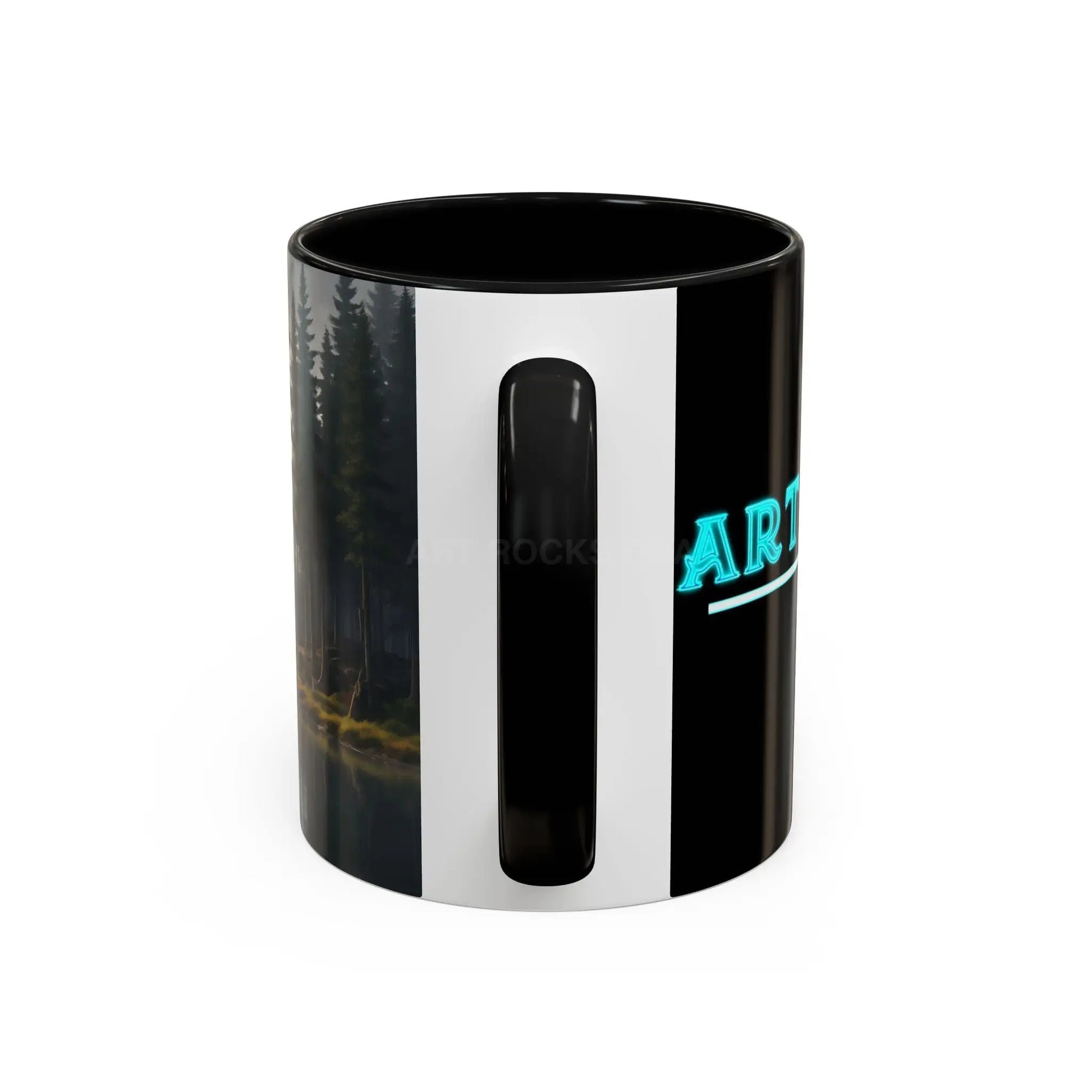 Calm Pine Lake Accent Coffee Mug — Moody Forest Morning 11/15oz - Mug