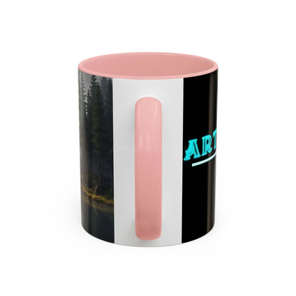 Calm Pine Lake Accent Coffee Mug — Moody Forest Morning 11/15oz - Mug