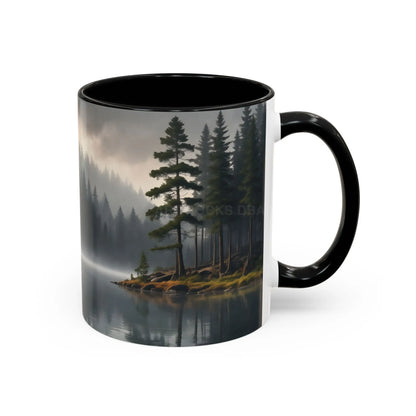 Calm Pine Lake Accent Coffee Mug — Moody Forest Morning 11/15oz - Mug