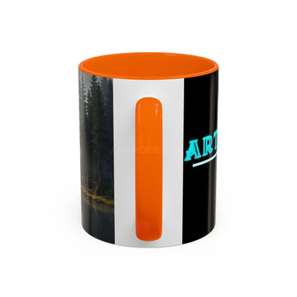 Calm Pine Lake Accent Coffee Mug — Moody Forest Morning 11/15oz - Mug