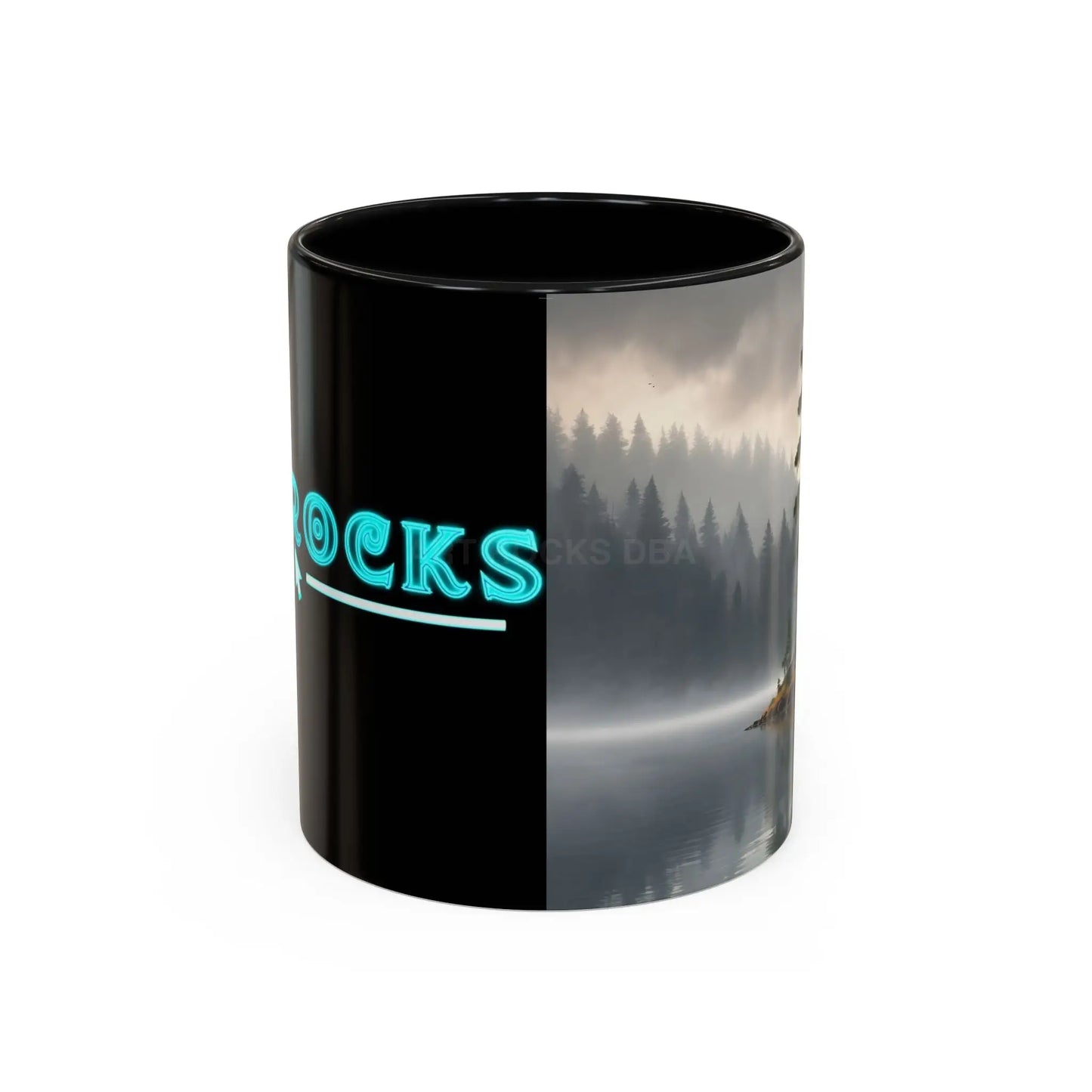 Calm Pine Lake Accent Coffee Mug — Moody Forest Morning 11/15oz - Mug