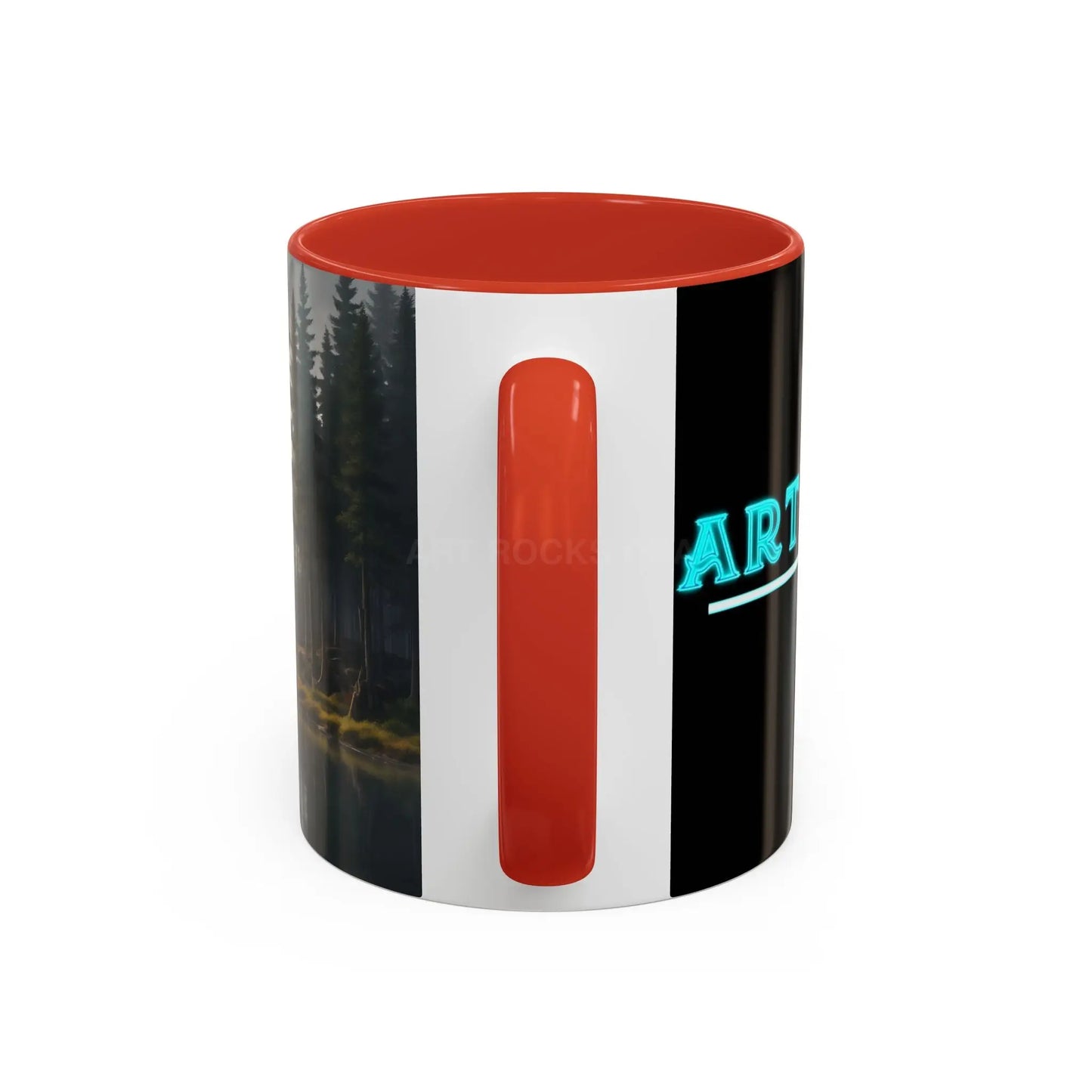 Calm Pine Lake Accent Coffee Mug — Moody Forest Morning 11/15oz - Mug