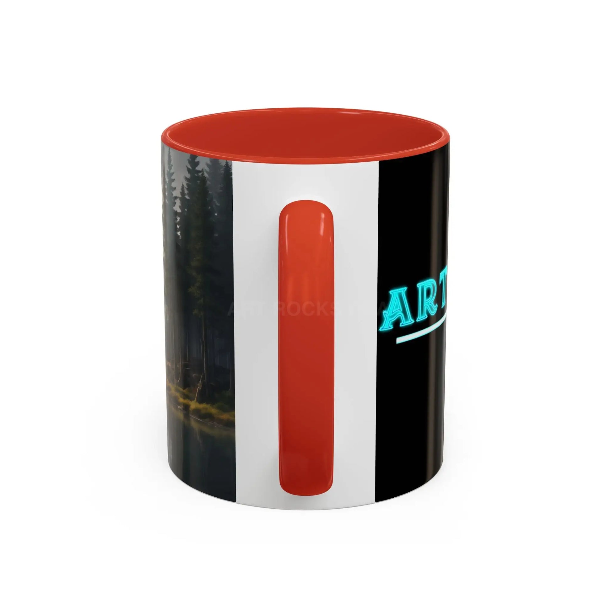 Calm Pine Lake Accent Coffee Mug — Moody Forest Morning 11/15oz - Mug