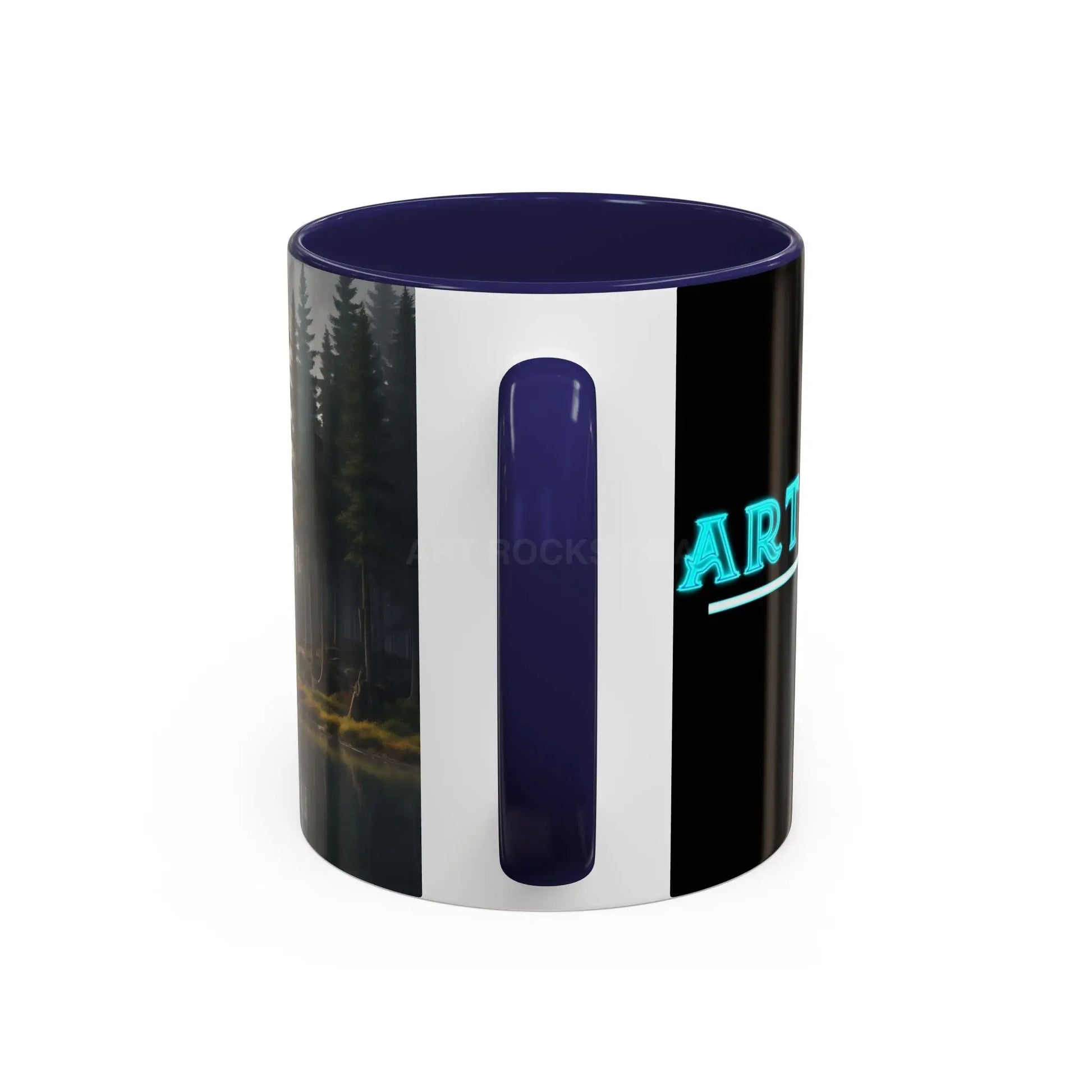 Calm Pine Lake Accent Coffee Mug — Moody Forest Morning 11/15oz - Mug