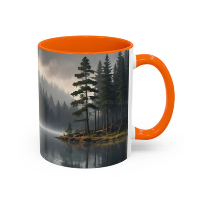 Calm Pine Lake Accent Coffee Mug — Moody Forest Morning 11/15oz - Mug
