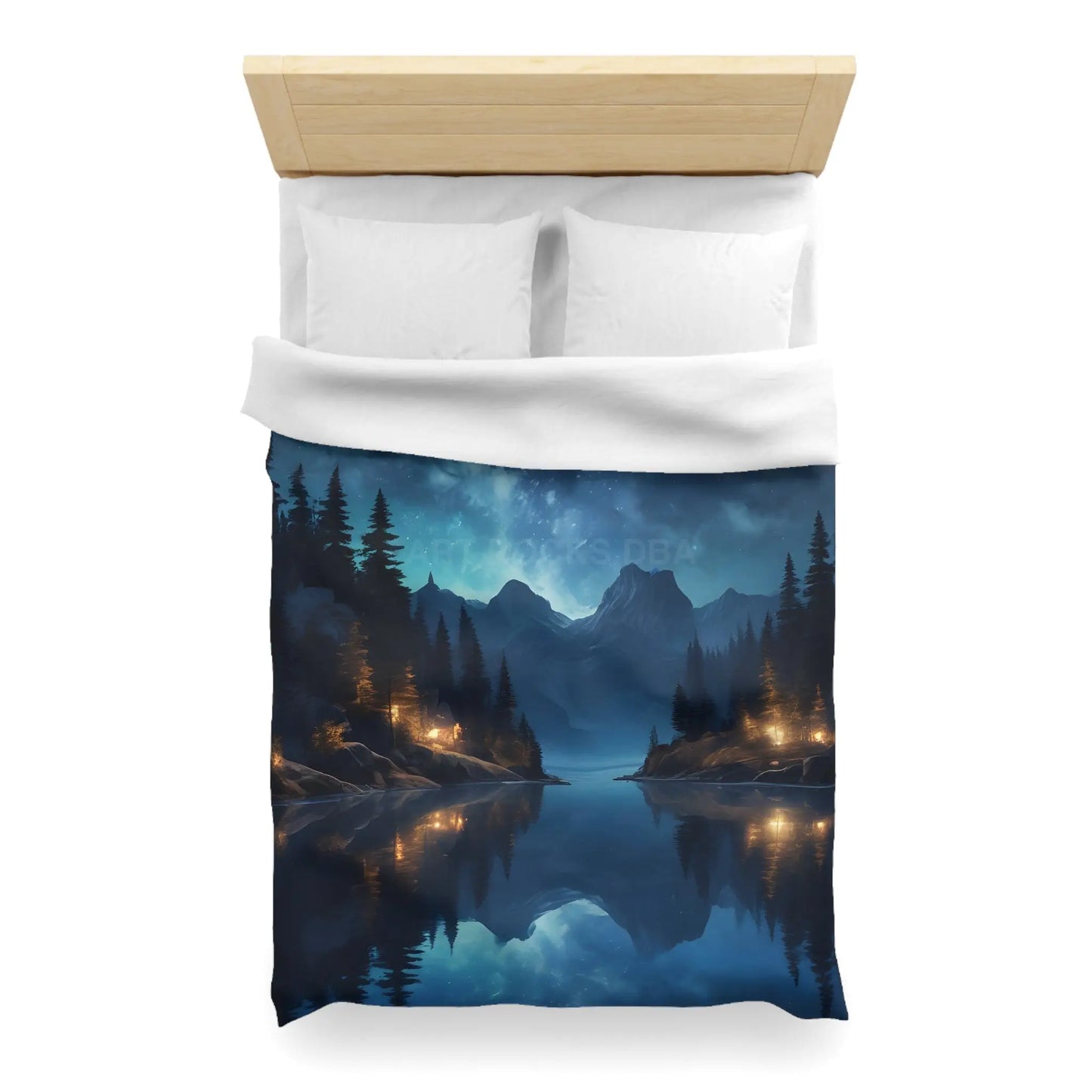 Camping Under the Night Sky Lake Reflection Microfiber Duvet Cover - Cozy Night Sky Design - Home Decor
