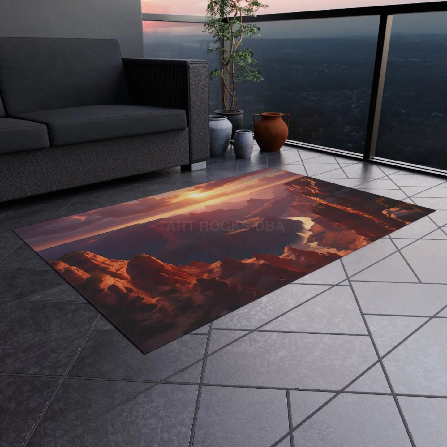 Canyon Sunset Outdoor Rug Home Decor Patio Mat Bohemian Style Outdoor Living Garden Accessory Camping Decor - Home Decor