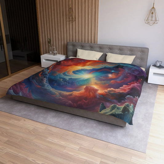 Celestial Dream Microfiber Duvet Cover Cosmic Bedding Space Decor Galaxy Duvet Astronaut Gift Home Decor - King / Cream