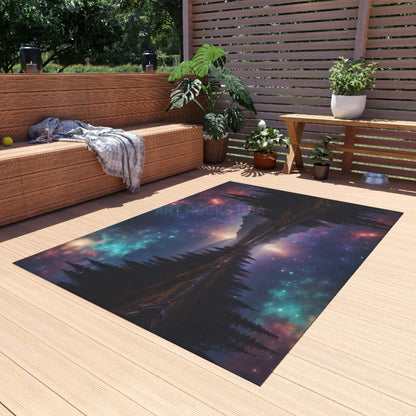 Celestial Landscape Outdoor Rug Starry Sky Mat for Patios Camping Rug Nature-Inspired Decor Tent Accessory - Home Decor