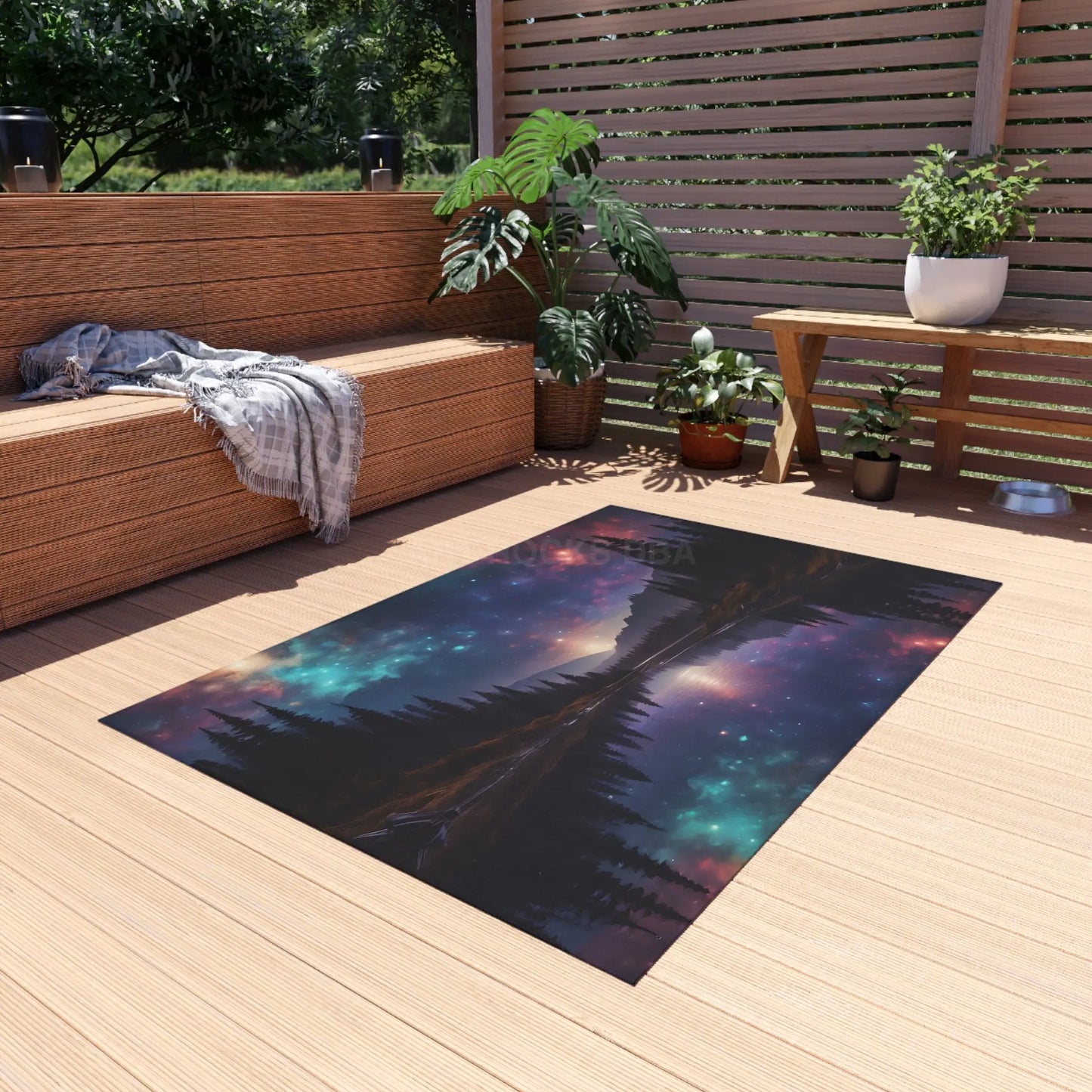 Celestial Landscape Outdoor Rug Starry Sky Mat for Patios Camping Rug Nature-Inspired Decor Tent Accessory - Home Decor