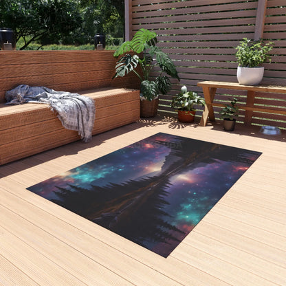 Celestial Landscape Outdoor Rug Starry Sky Mat for Patios Camping Rug Nature-Inspired Decor Tent Accessory - Home Decor