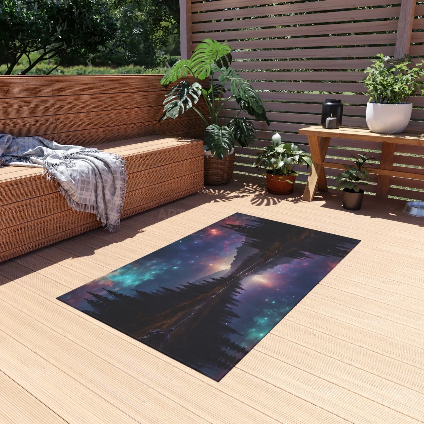 Celestial Landscape Outdoor Rug Starry Sky Mat for Patios Camping Rug Nature-Inspired Decor Tent Accessory - Home Decor