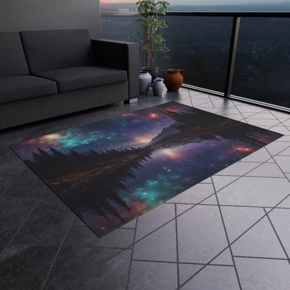 Celestial Landscape Outdoor Rug Starry Sky Mat for Patios Camping Rug Nature-Inspired Decor Tent Accessory - 60’’ ×