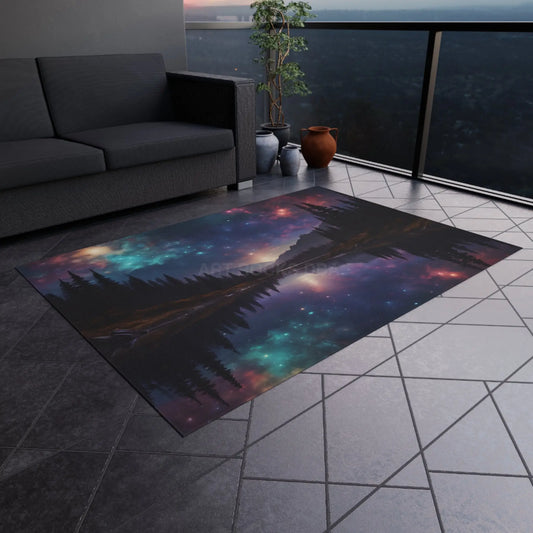 Celestial Landscape Outdoor Rug Starry Sky Mat for Patios Camping Rug Nature-Inspired Decor Tent Accessory - 60’’ ×