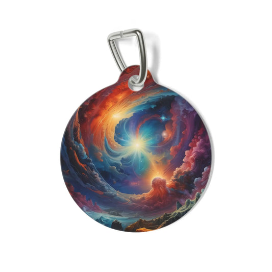 Celestial Swirl Pet Tag — Colorful Cosmic Galaxy ID Charm - 1’’ - Pets