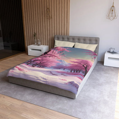 Cherry Blossom Microfiber Duvet Cover Cozy Bedding Spring Decor Floral Comforter Bedroom Makeover Gift Idea - Home Decor