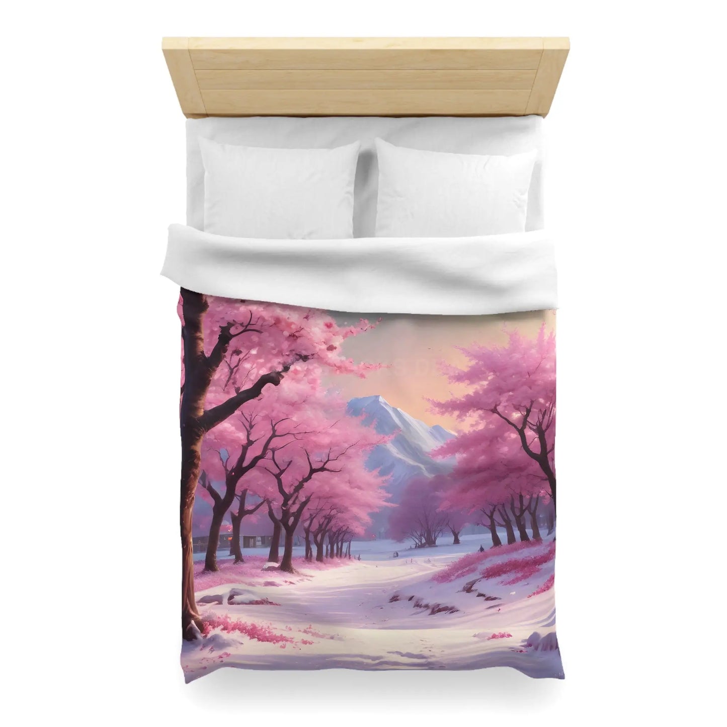 Cherry Blossom Microfiber Duvet Cover Cozy Bedding Spring Decor Floral Comforter Bedroom Makeover Gift Idea - Home Decor