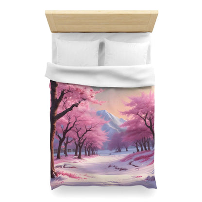Cherry Blossom Microfiber Duvet Cover Cozy Bedding Spring Decor Floral Comforter Bedroom Makeover Gift Idea - Home Decor